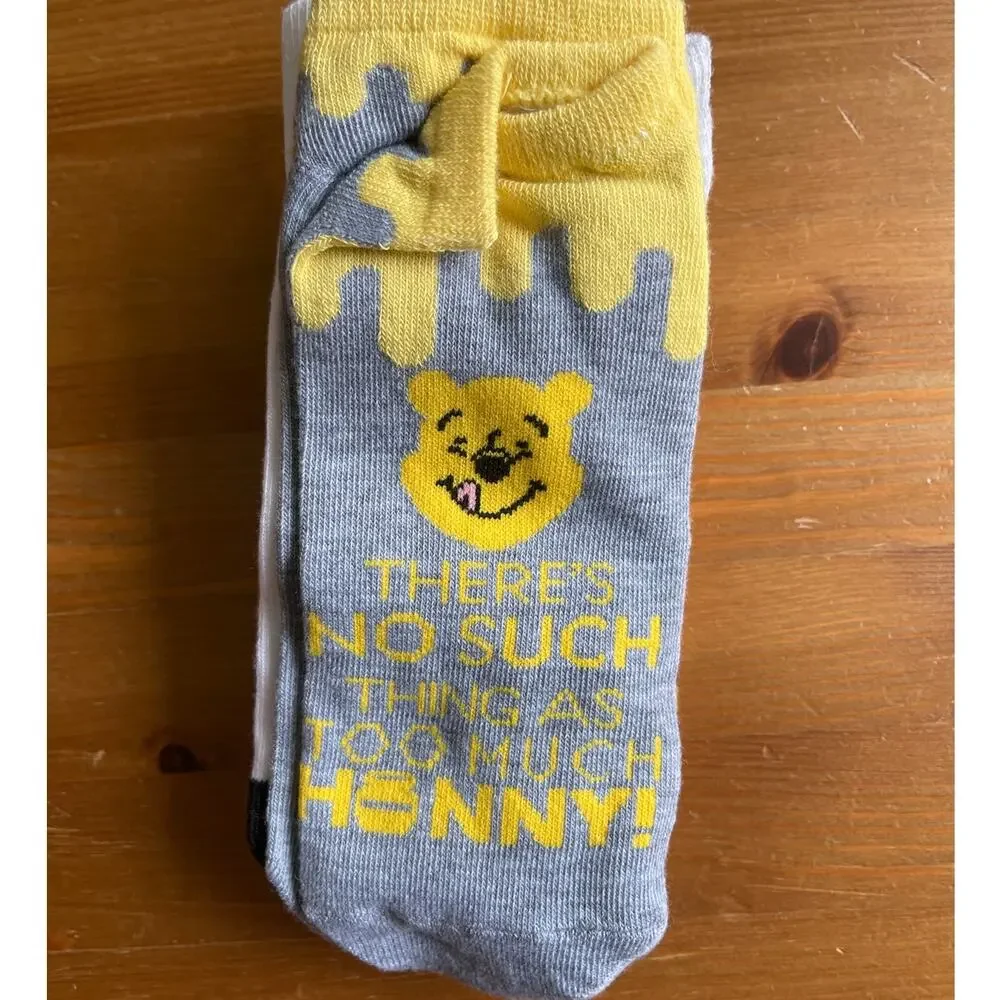 Disney Winnie the Pooh Pom Pom No Show 6 Pairs Socks NEW Size 9-11